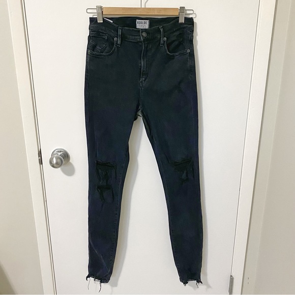 Agolde Sophie High Rise Distressed Skinny Jean Ruthless Black size 29 - Picture 4 of 15